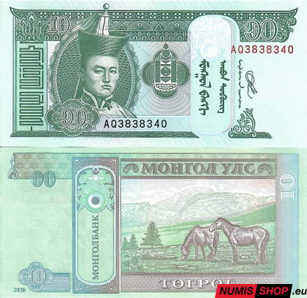 Mongolsko - 10 tugrik - 2020 - UNC