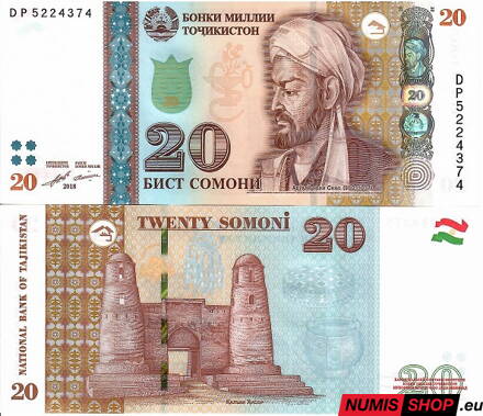 Tadžikistan - 20 somoni - 2018 - UNC