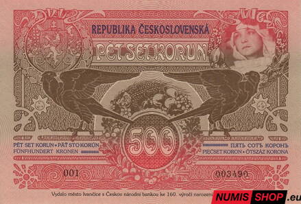 ČSR - 500 korun - 1919 - Mucha - Ivančice
