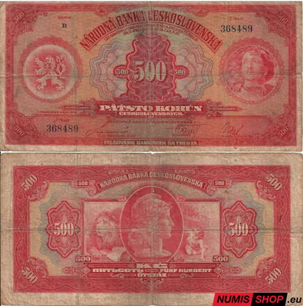 500 Kč - 1929 - B