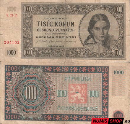 1000 Kčs - 1945 - séria D