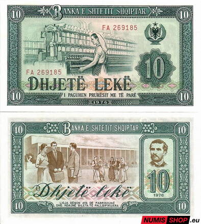 Albánsko - 10 leke - 1976 - UNC