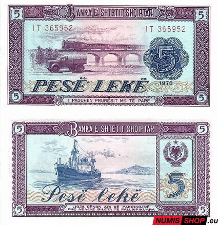 Albánsko - 5 leke - 1976 - UNC