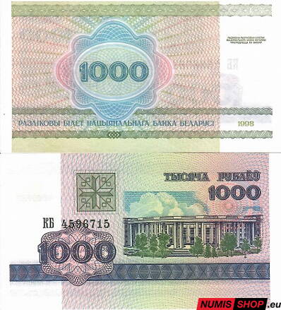 Bielorusko 1000 rubľov 1998 - UNC