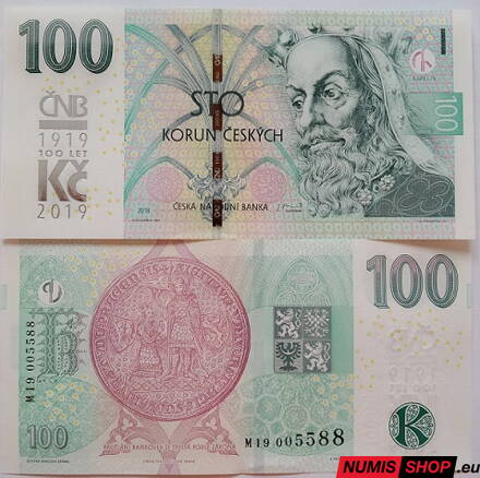 Česká republika - 100 Kč - prítlač 100 rokov meny