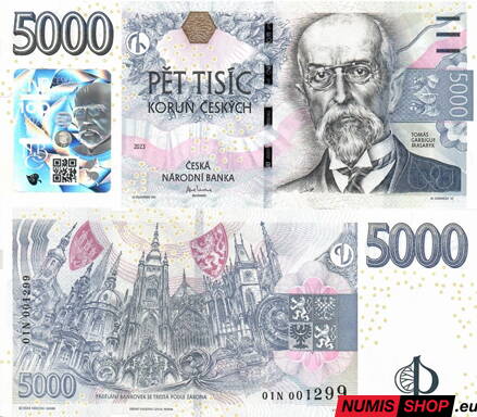 Česká republika - 5000 Kč - 2026 - prítlač Masaryk - séria N - UNC
