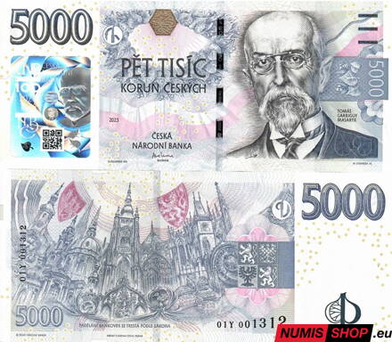 Česká republika - 5000 Kč - 2026 - prítlač Masaryk - séria Y - UNC
