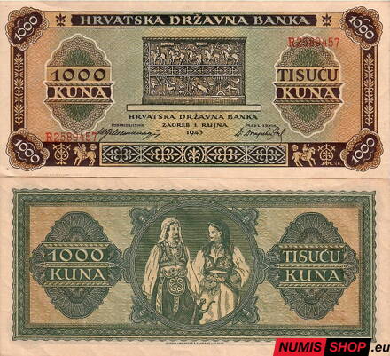 Chorvátsko - 1000 kuna - 1943 - UNC