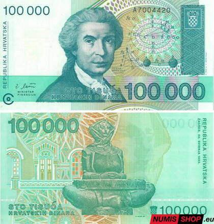 Chorvátsko - 100 000 dinara - 1993 - UNC