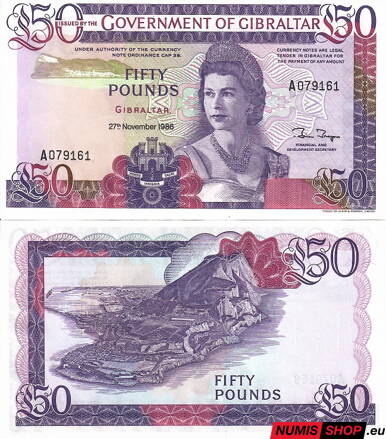 Gibraltar - 50 pounds - 1986 - UNC