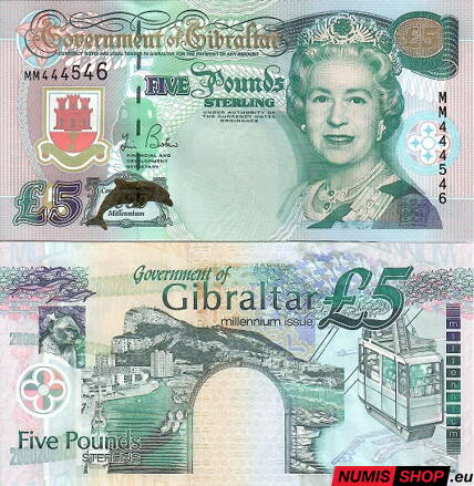 Gibraltar - 5 pounds - 2000 - millenium issue - UNC