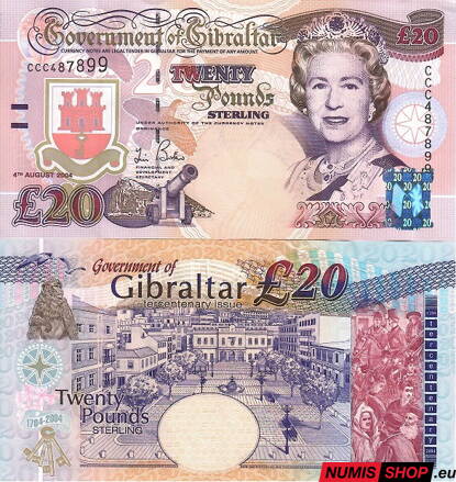 Gibraltar - 20 pounds - 2004 - UNC