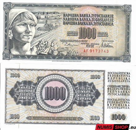 Juhoslávia - 1000 dinara - 1978 - UNC