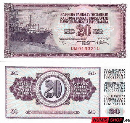 Juhoslávia - 20 dinara - 1978 - UNC