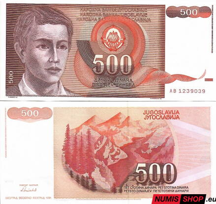 Juhoslávia - 500 dinara - 1991 - UNC