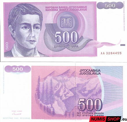 Juhoslávia - 500 dinara - 1992 - UNC