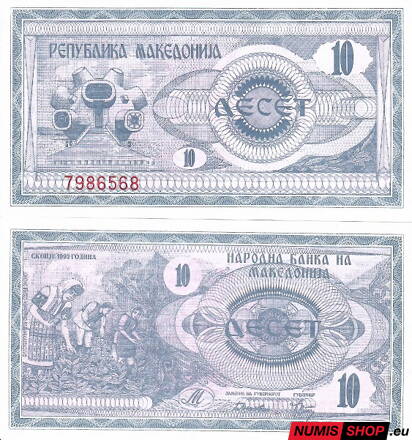 Macedónsko - 10 dinara - 1992 - UNC