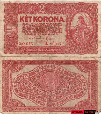 Maďarsko - 2 korona - 1920