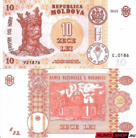 Moldavsko - 10 lei - 2015 - UNC