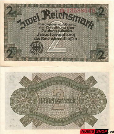 Nemecko - 2 Reichsmark (Occupied Territories 1940-1945) - UNC