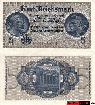 Nemecko - 5 Reichsmark (Occupied Territories 1940-1945) - UNC - séria P