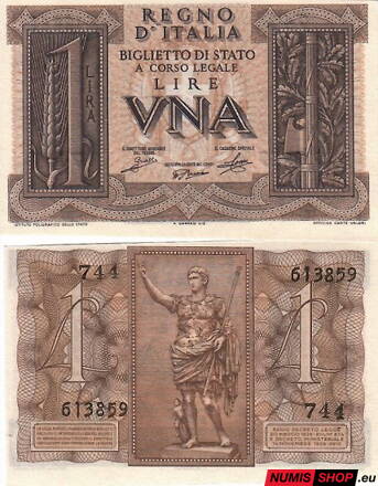 Taliansko - 1 líra - 1939 - UNC