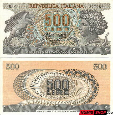 Taliansko - 500 lír - 1966 - UNC