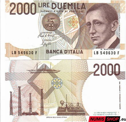 Taliansko - 2000 lír - 1990 - UNC