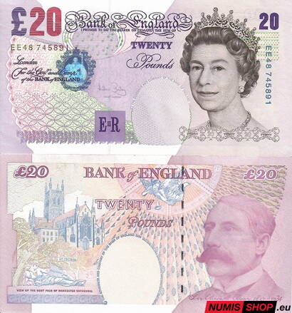 Veľká Británia - 20 libier - 1999 - sig. A. Bailey 390b - UNC