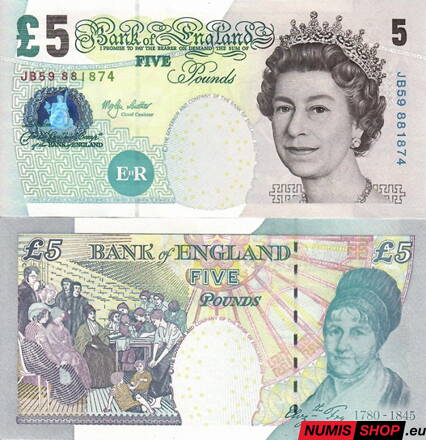 Veľká Británia - 5 libier - 2002 - sig. M. Lowther 3912 - UNC