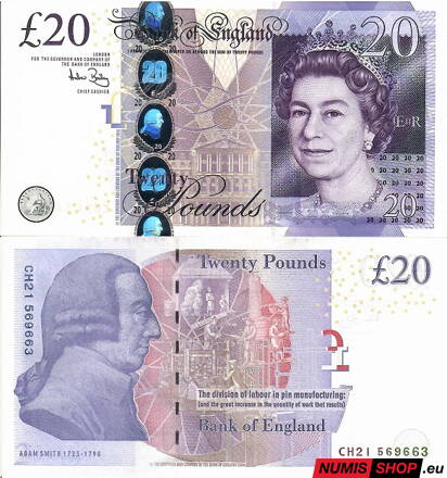 Veľká Británia - 20 libier - 2006 - sig. A. Bailey 392a - UNC