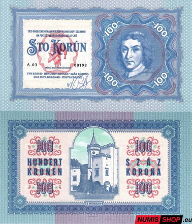 Gábriš - 100 korún umeleckých - Moravany - podpis autora