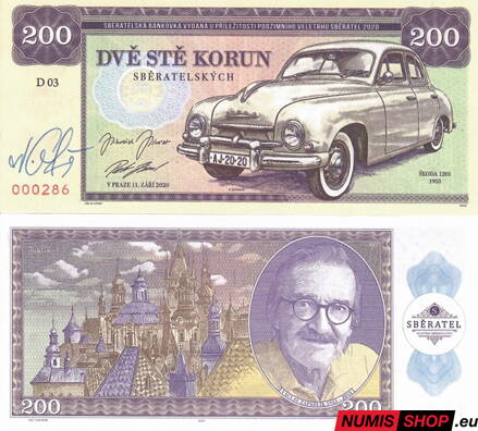 Gábriš - 100 korun - Škoda 1201 - podpis autora