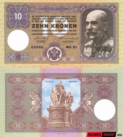 Gábriš - 10 kronen  - Franz Joseph I. - anulát purple MG01