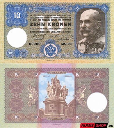 Gábriš - 10 kronen  - Franz Joseph I. - anulát blue MG03
