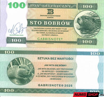 Gábriš - 100 bobrów - podpis autora