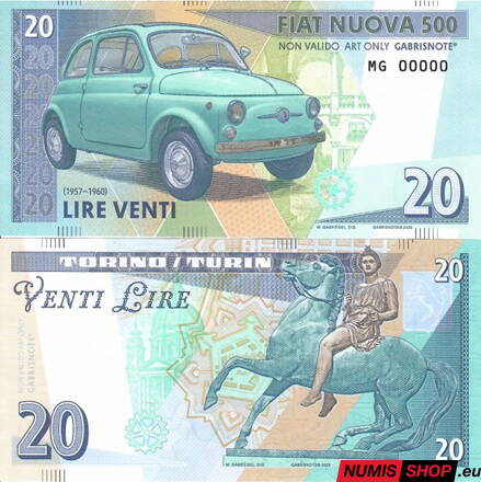 Gábriš - 20 lire - Fiat nuova 500 - anulát
