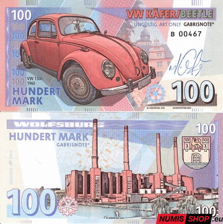 Gábriš - 100 mark - VW Beetle - podpis autora