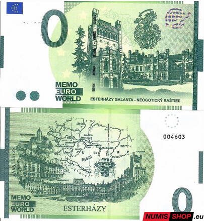 Slovensko - Memo euro - Esterházy Galanta - Neogotický kaštieľ