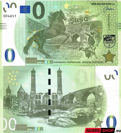 Azerbajdžan - Memo euro - Karabah Azerbaijan - Shusha Fortress