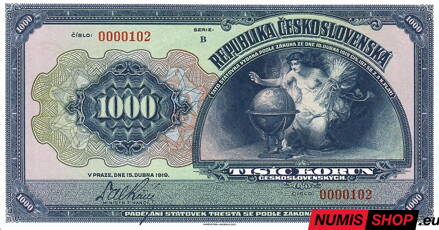 ČSR - 1000 korun - 1919 - seria B - faksimile