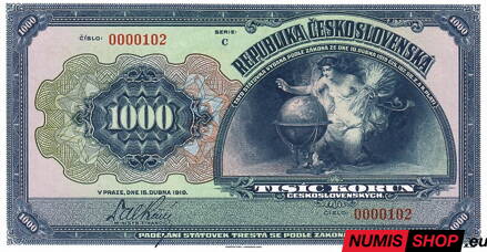 ČSR - 1000 korun - 1919 - seria C - faksimile