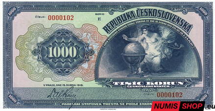 ČSR - 1000 korun - 1919 - seria E - faksimile