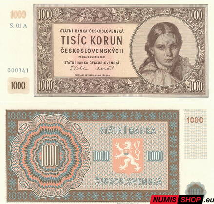 1000 Kčs - 1951 - nevydaná - novotlač (folder)