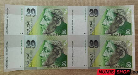 Štvorička 2 x 20 Sk - 1993 - séria A