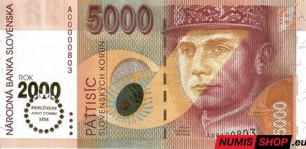 5000 Sk - 1995 - Bimilénium - číslo do tisíc - UNC