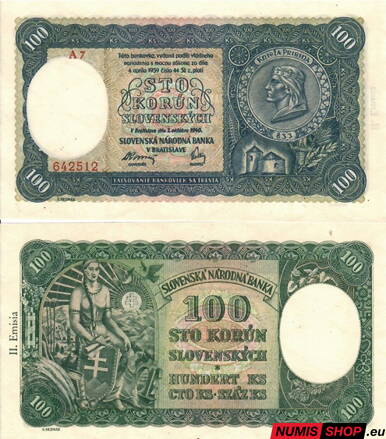 SR - 100 Korun 1940 - II. emisia - A7 - UNC