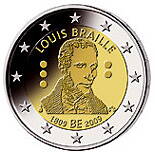 Belgicko 2 euro 2009 - 200. výročie narodenia Louisa Brailla - UNC