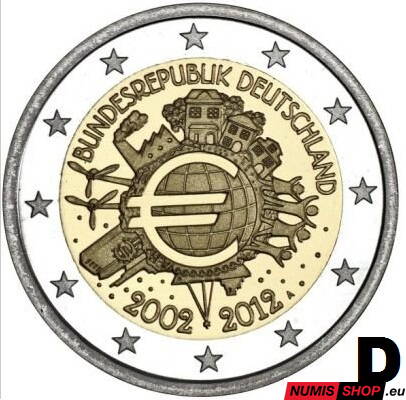 Nemecko 2 euro 2012 - 10 rokov euro - D - UNC