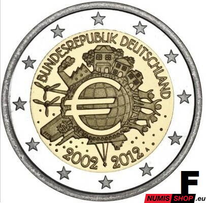 Nemecko 2 euro 2012 - 10 rokov euro - F - UNC